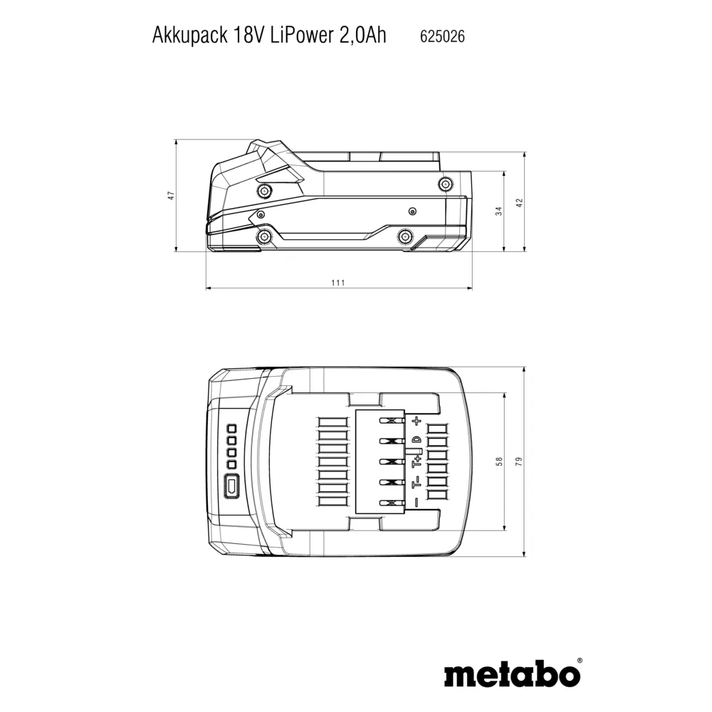 Pin Li-Ion Metabo LI-POWER 18V - 2.0 AH Pin Li-Ion Metabo LI-POWER 18V - 2.0 AH